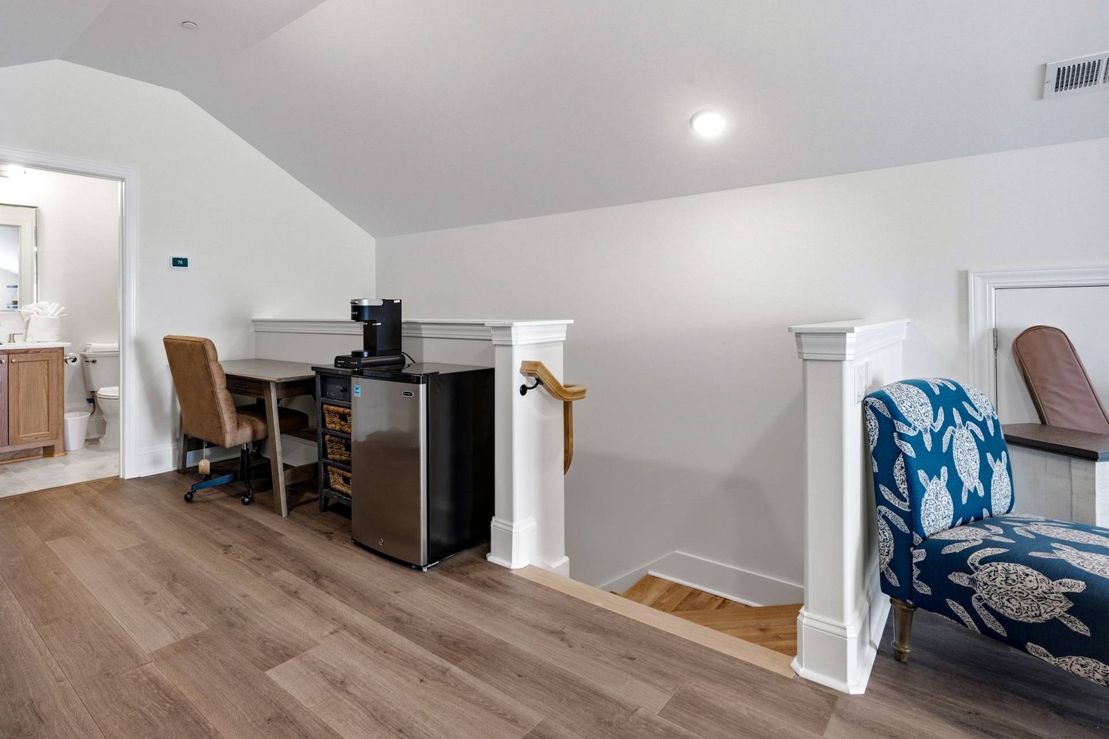 The third-floor loft workspace